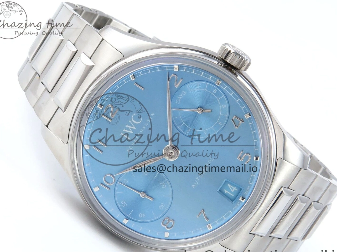 MIROTIME 0202 FashionForward Portugieser Auto IWC0562D APSF 1:1 Best Edition Light Blue Dial on SS Bracelet A 6994